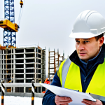 Construction Site Safety Inspection**

"A safety engineer, fully clothed in professional attire, inspecting a construction site in Moscow during winter. He's wearing a hard hat and a high-visibility vest, holding a clipboard. Background shows typical construction equipment (crane, scaffolding) with workers also fully clothed and wearing safety gear. Focus on detail and accuracy. Perfect anatomy, correct proportions, safe for work, appropriate content, professional, modest, family-friendly, high quality."

**