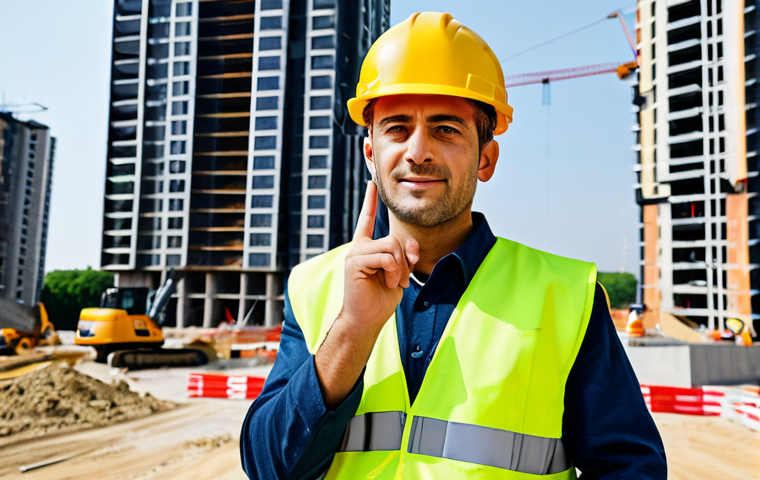 Safety Engineer at Construction Site**

"A professional safety engineer, fully clothed in appropriate attire, inspects a construction site with a focus on preventative measures, appropriate content, safe for work. Background shows modern high-rise construction. Perfect anatomy, correct proportions, natural pose, well-formed hands, proper finger count, natural body proportions, professional photography, high quality, family-friendly, modest."

**