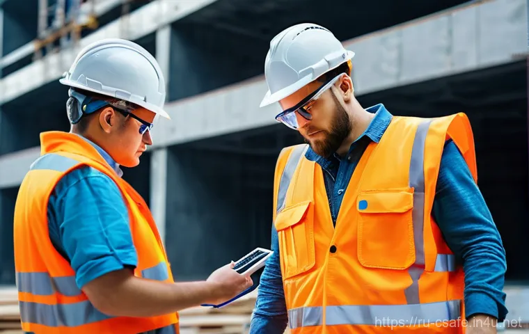 건설안전기사와 관련된 최신 뉴스 - **Prompt:** A group of construction workers on a modern, high-tech building site in a bustling Russi...
