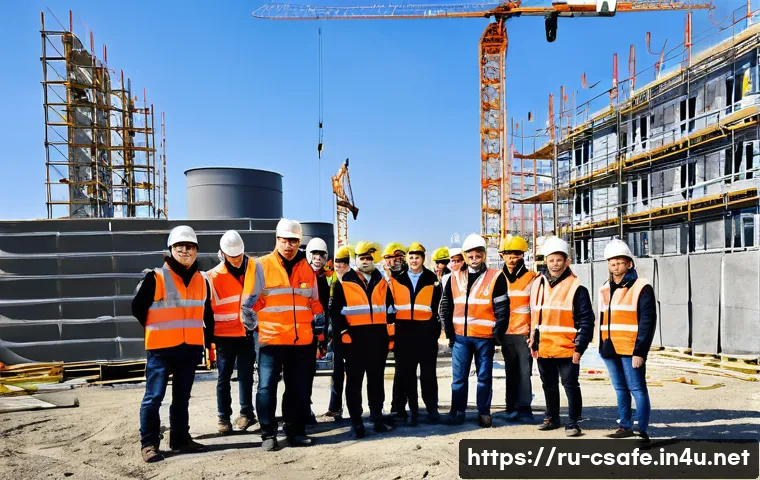 건설안전기사 자격증으로 강의 및 교육 사업 - A professional construction safety training session on a busy construction site in Russia, featuring...