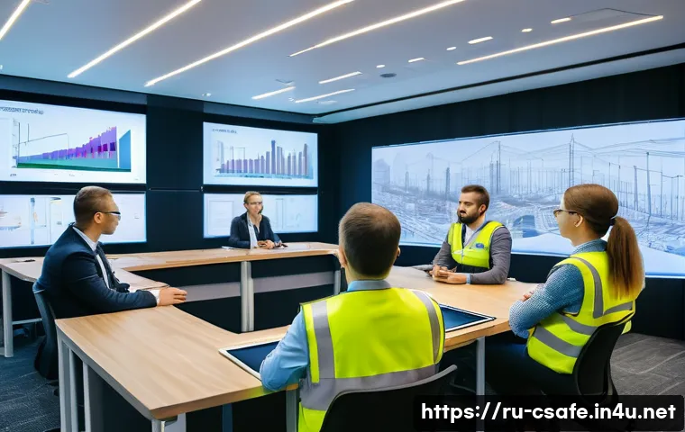 건설안전기사와 관련된 산업협회 정보 - A professional construction safety seminar in a modern conference room in Moscow, featuring a divers...