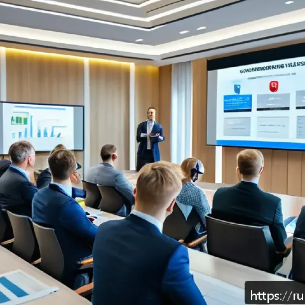 건설안전기사와 관련된 네트워크 만들기 - A professional construction safety seminar scene set in a modern conference room in Moscow, featurin...