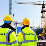 Home 22 건설안전기사 자격증으로 다양한 직무 경험 - A modern Russian construction site scene during daytime with workers wearing full safety gear includ...